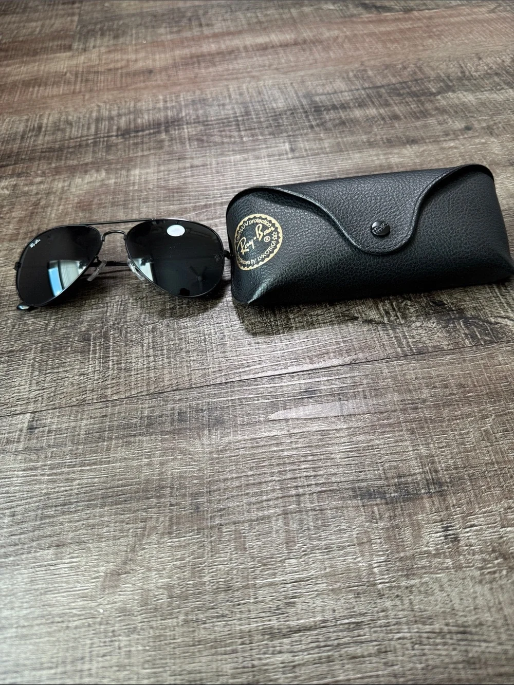 Ray-Ban RB-3025 Black Aviator Total Black Sunglasses with Black Case